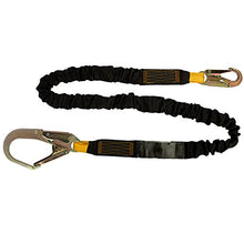 Load image into Gallery viewer, Fusion Climb 6ft 72&quot;x2&quot; Internal Bungee Fall Protection Safety Lanyard with Steel Snap Rebar Hooks 23kN Black
