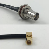 12 inch RG188 BNC FEMALE BIG BULKHEAD to SMC Female Angle Pigtail Jumper RF coaxial cable 50ohm Quick USA Shipping