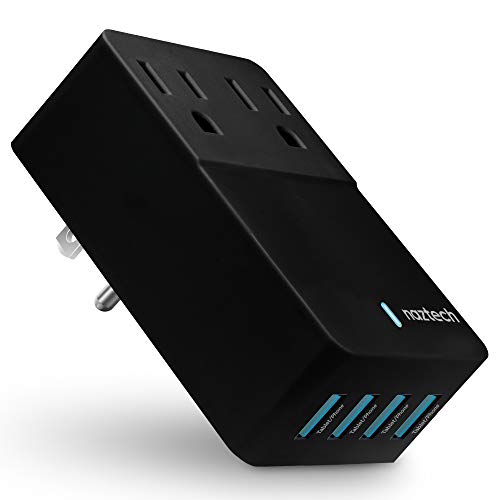 Naztech Multi-Device Charger [2 AC Outlet +4 Fast USB Ports] Charge 6 Devices at Once Compatible For iPhone, Samsung, Computers & More - [Black] 14595