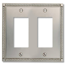 Load image into Gallery viewer, Amerelle Georgian Double Rocker Cast Metal Wallplate in Satin Nickel
