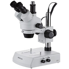 Load image into Gallery viewer, AmScope SM-2TX Professional Trinocular Stereo Zoom Microscope, WH10x Eyepieces, 3.5X-45X Magnification, 0.7X-4.5X Zoom Objective, Upper and Lower Halogen Lighting, Pillar Stand, 110V-120V, Includes 0.
