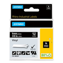 Load image into Gallery viewer, DYMO Industrial Labels for DYMO Industrial Rhino Label Makers, White on Black, 3/8&quot;, 1 Roll (1805437), DYMO Authentic
