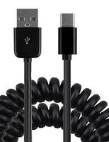 USB 3.1 Type C Male to Standard USB 2.0 A Male Spring Data Cable for Tablet / Mobile Phone (300cm) , black-3 m