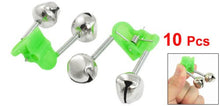Load image into Gallery viewer, uxcell 10 Pcs Green Spring Loaded Clip Double Fishing Rod Alarm Bells Silver Tone
