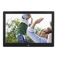 Load image into Gallery viewer, HE Digital Photo Frame 13-Inch Widescreen Display Pictures and Videos on Your Photo Frame Via Mobile App or Email, Music Playback, Auto-Sensing, for SD, Mini SD, with Remote Control,Black
