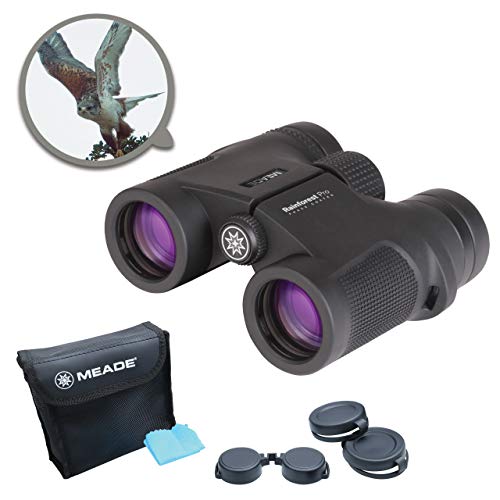 MEADE Instruments  Rainforest Pro 10x32 Compact Outdoor Bird Watching Sightseeing Sports Concerts Travel Professional HD Binoculars for Adults  Fully Multi-Coated BaK-4 Prisms  Durable & Wate