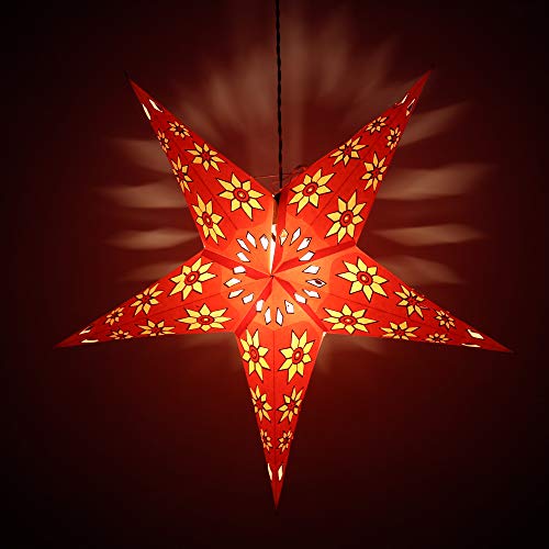 Decorative Festive Lantern Hanging Christmas Paper Star Lamp Orange Star Lamp for Event, Wedding, Party