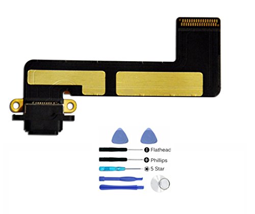 (md0410) Black USB Charging Port Charge Dock Connector Charger Flex Ribbon Cable Replacement Part Compatible Ipad Mini Model A1432 A1454 A1455 + Tools Kit
