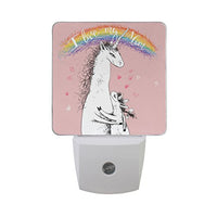 Naanle Set of 2 Unicorns Rainbow Heart Love Mom Pink Auto Sensor LED Dusk to Dawn Night Light Plug in Indoor for Adults