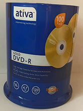 Load image into Gallery viewer, Ativa DVD-R Recordable Media Discs on Spindle, 16X/4.7GB/120min/100 pack
