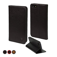 MediaDevil Apple iPhone SE/5S/5 Leather Case (Black) - Artisancover Genuine European Leather Notebook/Wallet Case with Integrated Stand and Card Holders