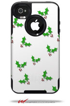 Load image into Gallery viewer, Christmas Holly Leaves on White - Decal Style Vinyl Skin fits Otterbox Commuter iPhone4/4s Case (CASE SOLD SEPARATELY)
