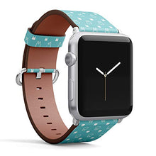 Load image into Gallery viewer, Compatible with Small Apple Watch 38mm, 40mm, 41mm (All Series) Leather Watch Wrist Band Strap Bracelet with Adapters (White Teeth On Turquoise)

