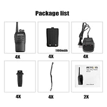 Load image into Gallery viewer, Retevis RT7 2-Way Radio 3W 16 Channels UHF FM Radio Ham Handheld Transceiver (Silver Black Border, 2 Pack) and Programming Cable

