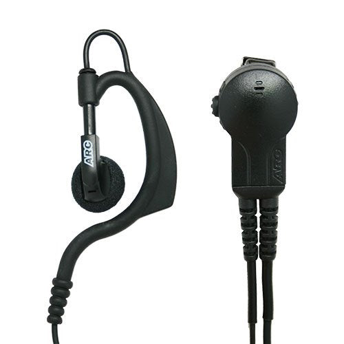 ARC G31002 Earhook Headset Earpiece Lapel Mic for Kenwood TK and NX Series 2-Pin Radios
