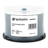 Verbatim 94892 CD-R Discs, Printable, 700MB/80min, 52x, Spindle, Silver, 50/Pack