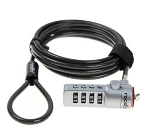 Rocstor Y10C132-B1 Rocbolt Premium Combination Cable Lock - 4-Digit Combination Lock - 6 ft. - for Notebook, Desktop Computer, Monitor, Docking Station  Resettable Combination, Black