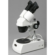 Load image into Gallery viewer, AmScope SE306-P Binocular Stereo Microscope, WF10x Eyepieces, 20X and 40X Magnification, 2X and 4X Objectives, Upper and Lower Halogen Lighting, Reversible Black/White Stage Plate, Pillar Stand, 120V
