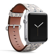Load image into Gallery viewer, Compatible with Big Apple Watch 42mm, 44mm, 45mm (All Series) Leather Watch Wrist Band Strap Bracelet with Adapters (Monochrome Cute Penguins)
