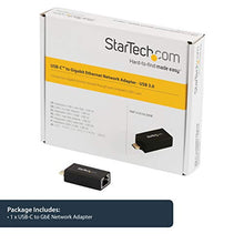 Load image into Gallery viewer, StarTech.com USB C to Gigabit Ethernet Adapter - 1Gbps NIC USB 3.0/USB 3.1 Type C Network Adapter - 1GbE USB-C to RJ45/LAN Port Thunderbolt 3 Compatible Windows MacBook Pro Chromebook (US1GC30DB)
