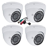Evertech 4Pcs. 1080P 2.4P HD Day Night Vision Manual Zoom Outdoor Indoor Dome CCTV Security Camera Compatible AHD TVI CVI and Traditional Analog DVRs with Free CCTV Warning Sign