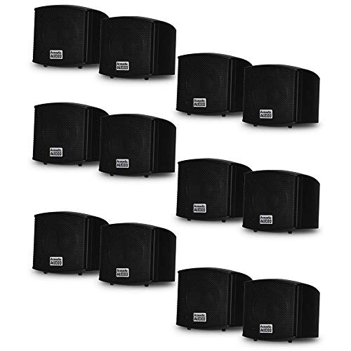 Acoustic Audio AA321B Mountable Indoor Speakers 2400 Watts Black 6 Pair Pack AA321B-6Pr
