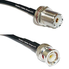 Load image into Gallery viewer, 50 feet RFC195 KSR195 Silver Plated UHF Female Bulkhead to BNC Male RF Coaxial Cable
