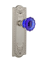 Load image into Gallery viewer, Nostalgic Warehouse 722372 Meadows Plate Single Dummy Crystal Cobalt Glass Door Knob in Satin Nickel
