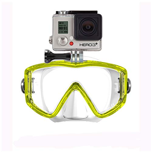 XS Foto Panorama - 3 Window - Extra Qwik Comfort Strap - Built-in Stainless Steel Camera Mount - Diving Mask for GoPro, GoMask (Yellow) (MA580YL)
