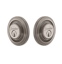 Load image into Gallery viewer, Grandeur 825991 Double Cylinder Deadbolt with Circulaire Plate in Antique Pewter, 2.375 Keyed Different
