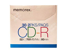 Load image into Gallery viewer, Memorex 30 2-Pack CD-R 52x Dual Discs in Slim Clear Jewel Cases - 60 CD-R Discs, 2 Discs per Slim Jewel Case
