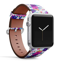 Load image into Gallery viewer, Compatible with Small Apple Watch 38mm, 40mm, 41mm (All Series) Leather Watch Wrist Band Strap Bracelet with Adapters (Retro Vintage 80S 90S Fashion)
