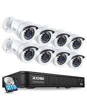 Load image into Gallery viewer, ZOSI 1080P H.265+ Home Security Camera System, 5MP Lite 8 Channel CCTV DVR Recorder with Hard Drive 2TB and 8 x 1080p Surveillance Bullet Camera Outdoor Indoor with 80ft Night Vision, Motion Alerts
