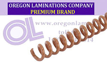 Load image into Gallery viewer, Spiral Binding Coils 8mm (5/16 x 15-inch Legal) 4:1 [pk of 100] Light Brown (PMS 1615 C)
