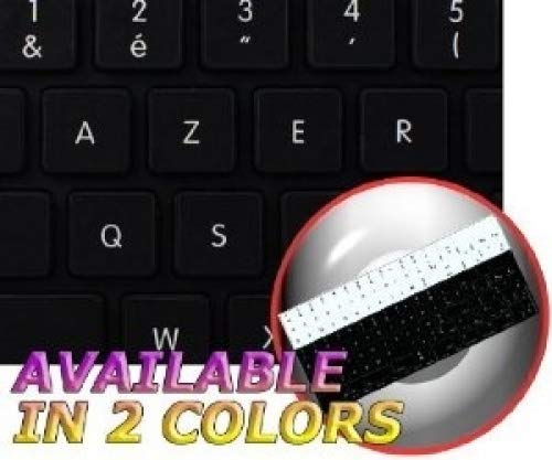 MAC NS French AZERTY Non-Transparent Keyboard Stickers Black Background for Desktop, Laptop and Notebook
