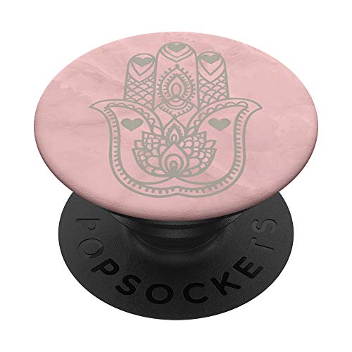 Hamsa with Hearts - Rose Pink - Gift for Valentine's Day PopSockets PopGrip: Swappable Grip for Phones & Tablets