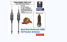 Load image into Gallery viewer, 2 Sirio Performer 5000 3/8 Trucker Antenna, 18 Ft Dual Coax, Brackets &amp; Studs
