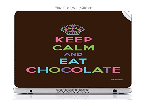 Laptop VINYL DECAL Sticker Skin Print Keep Calm and Eat Chocolate Cupcake fits Vostro 1310