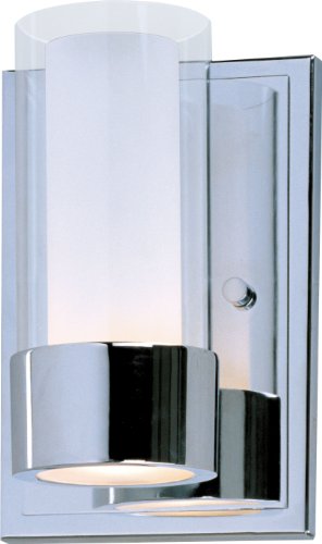 Maxim 23071CLFTPC Silo Clear and Frosted Glass Cylinder Wall Sconce, 1-Light 40 Watt, 8