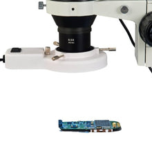 Load image into Gallery viewer, OMAX 3.5X-90X Zoom Trinocular Dual-Bar Boom Stand Stereo Microscope with 8W Flourescent Light
