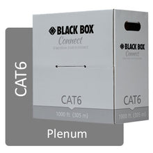 Load image into Gallery viewer, Black Box CAT6 250-MHz Solid Bulk Cable UTP CMP Plenum GY 1000FT Pull-Box
