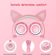 Load image into Gallery viewer, Isightguard Kids Headphones, Wired Headphones On Ear, Cat Ear Headphones with LED for Girls, 3.5mm Audio Jack for Cell Phone (Peach)
