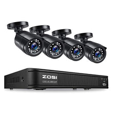 Load image into Gallery viewer, ZOSI H.265+1080p Home Security Camera System,8 Channel 5MP-Lite CCTV DVR with 4 x 1920TVL Weatherproof Surveillance Bullet Camera Outdoor/Indoor with 80ft Night Vision,Remote Access, Motion Alerts
