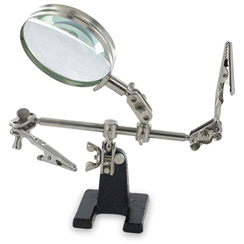 Ram-Pro Helping Hands Magnifier Glass Stand with Alligator Clips  4x Magnifying Lens, Perfect for Soldering, Crafting & Inspecting Micro Objects