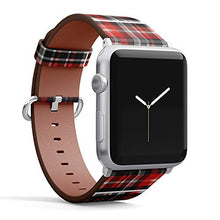 Load image into Gallery viewer, Compatible with Small Apple Watch 38mm, 40mm, 41mm (All Series) Leather Watch Wrist Band Strap Bracelet with Adapters (Tartan Plaid Fabric)
