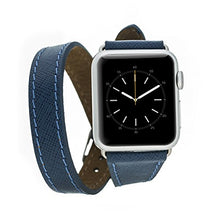 Load image into Gallery viewer, Bluejay Compatible Double Wrap Leather Watch Band for Apple Watch, Slim Double Wrap Design for Apple Watch Series 5 4 3 2 1 (Navy, 44mm)
