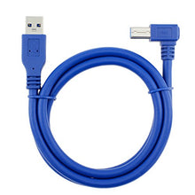 Load image into Gallery viewer, Bluwee USB 3.0 Cable - Type A-Male to Right Angle Type B-Male Printer Scanner Cord - 3 Feet (1 Meter) - Round Blue
