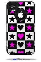 Load image into Gallery viewer, Hearts And Stars Pink - Decal Style Vinyl Skin fits Otterbox Commuter iPhone4/4s Case - (CASE NOT INCLUDED)
