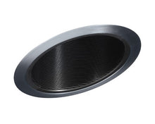 Load image into Gallery viewer, Juno Lighting Group 614B-SC 239 WH Standard Slope Downlight Black Baffle, 6-Inch, Satin Chrome Trim
