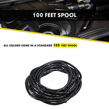Load image into Gallery viewer, Kable Kontrol Vortex Spiral Cable Wrap - 1/2 Inch 100 Feet Long - Hose Protector Flexible Polyethylene Wire Conduit Tubing Cable Sleeve Cord Cover to Organize Wires  Black

